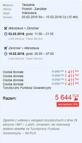 Czas lotu na Zanzibar
